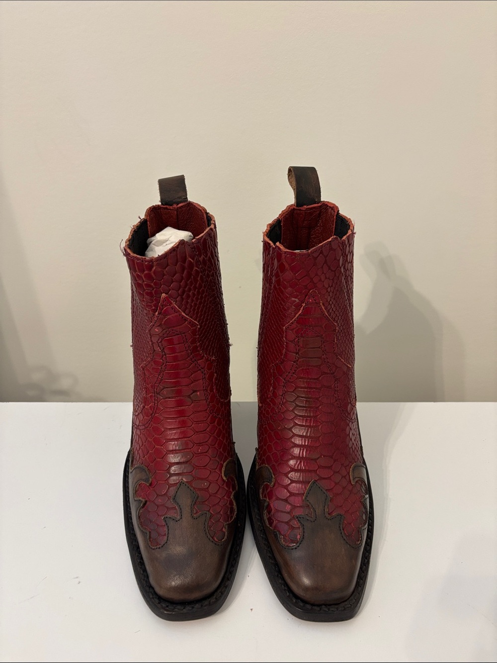 Freebird  Paula Women’s Red Embossed Leather Ankle Boots